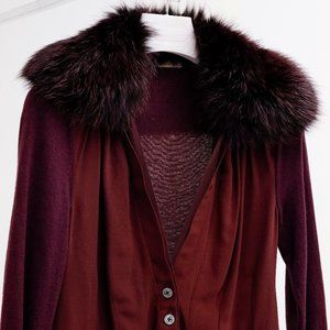 Nina Ricci Silk Knit Jacket w/ Fox Fur